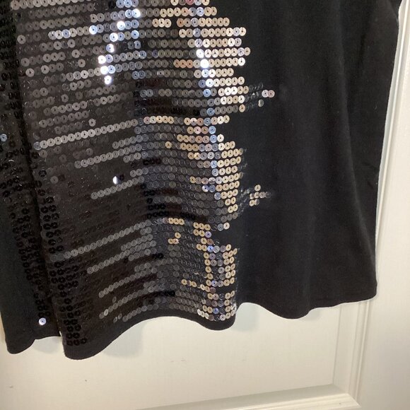Maurices Women's Black Sequin T-Shirt Top Size 0 Party Shiny - Picture 4 of 6